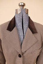 Load image into Gallery viewer, Brown Houndstooth Set with Velvet Trim By Moda Int'l, M: Velvet Collar Detail