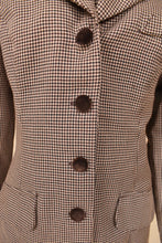 Load image into Gallery viewer, Brown Houndstooth Set with Velvet Trim By Moda Int'l, M: Button and Fabric Detail