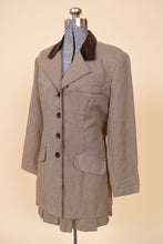Load image into Gallery viewer, Brown Houndstooth Set with Velvet Trim By Moda Int'l, M: Shown from Side