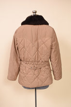Load image into Gallery viewer, 1980s Quilted Tan Jacket With Brown Faux Fur Collar by Schott