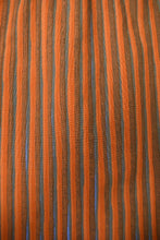 Load image into Gallery viewer, Late 1960s Orange Blue Green Stripe Silver Button Mini Dress By Marimekko, close up of stripe pattern.