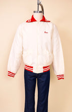 Load image into Gallery viewer, 1970s White Satin Bomber Jacket By Holloway