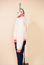 Load image into Gallery viewer, 1970s White Satin Bomber Jacket By Holloway