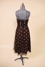 Load image into Gallery viewer, Brown Y2K Polkadot Mesh Dress: Shown from Back