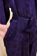 Load image into Gallery viewer, Heliotrope Deep Purple Damask Robe By Victoria's Secret, S: Pocket Detail