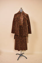 Load image into Gallery viewer, Brown 1970s Velvet Three Piece Set by Miss Dior, S/M. Full set pictured unbelted.