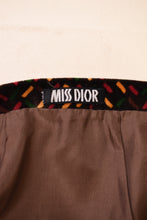 Load image into Gallery viewer, Brown 1970s Velvet Three Piece Set by Miss Dior, S/M. Miss Dior skirt tag.
