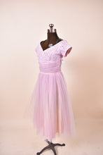 Load image into Gallery viewer, 1960s Lilac Lace Prom Dress shown from side