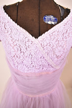 Load image into Gallery viewer, 1960s Lilac Lace Prom Dress bodice