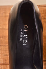 Load image into Gallery viewer, Designer vintage heels are shown zoomed in. The Gucci heels are made in Italy.
