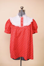Load image into Gallery viewer, Red 70s Heart Babydoll Top By Sears Maternity: Shown from Front