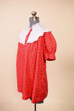 Load image into Gallery viewer, Red 70s Heart Babydoll Top By Sears Maternity: Shown from Side