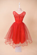 Load image into Gallery viewer, 1950s red prom dress shown from the back
