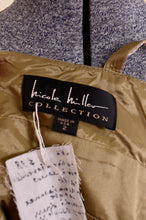 Load image into Gallery viewer, Olive & Lavender Iridescent Silk Renaissance Style Midi Dress By Nicole Miller Collection, XS/S: Brand Tag