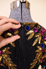 Load image into Gallery viewer, Black 80s Sequin Wiggle Dress By Stenay: Zipper Closure