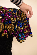 Load image into Gallery viewer, Black 80s Sequin Wiggle Dress By Stenay: Sequin Details