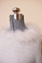 Load image into Gallery viewer, Swan Top — USA-made 3/4-sleeve white knit feather-collar top by Jane Adams Knitwear, M: Feather Collar