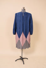 Load image into Gallery viewer, Pleated geometric 80&#39;s dress is shown from the back
