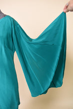 Load image into Gallery viewer, Orolestes Dress — Y2K one-shoulder teal silk dress by Nicole Miller, S/M: Trumpet Sleeve