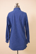 Load image into Gallery viewer, 1970s Navy Blue & White Graph Pleated Front Shirt/Dress By Marimekko: Shown from Back