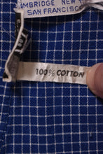 Load image into Gallery viewer, 1970s Navy Blue & White Graph Pleated Front Shirt/Dress By Marimekko: Cotton Fabric Tag