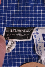 Load image into Gallery viewer, 1970s Navy Blue & White Graph Pleated Front Shirt/Dress By Marimekko: Brand Tag