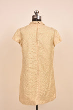 Load image into Gallery viewer, 60s Gold Brocade Mini Dress By Jefri Fashion, L: Shown from Back