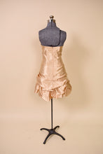 Load image into Gallery viewer, Champagne Formal Y2K Mini Dress By Jessica McClintock for Gunne Sax viewed from the back
