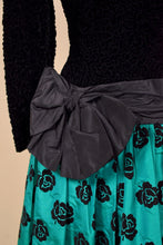 Load image into Gallery viewer, Green and Black Rose Print Party Dress by Escada, M
