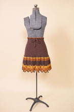 Load image into Gallery viewer, Brown, Orange, and Yellow Crochet Tie Waist Skirt : Shown from Front