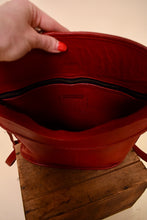 Load image into Gallery viewer, interior of 1970s Red Coach Binocular Bag
