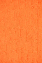 Load image into Gallery viewer, Orange Cable Cashmere Sweater By Ralph Lauren Black Label, S. Up close image of the cable knit pattern.