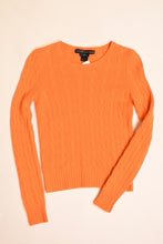 Load image into Gallery viewer, Orange Cable Cashmere Sweater By Ralph Lauren Black Label, S. Sweater laying flat.