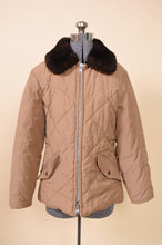 Load image into Gallery viewer, 1980s Quilted Tan Jacket With Brown Faux Fur Collar by Schott
