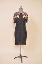 Load image into Gallery viewer, Black 80s Sequin Wiggle Dress By Stenay: Shown from Front