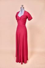 Load image into Gallery viewer, Merlot 40s Crepe Gown with Pleated Sleeves, S