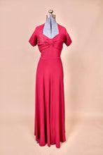 Load image into Gallery viewer, Merlot 40s Crepe Gown with Pleated Sleeves, S