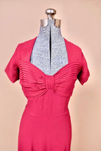 Load image into Gallery viewer, Merlot 40s Crepe Gown with Pleated Sleeves, S