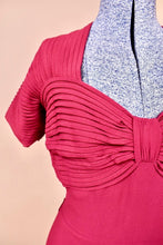 Load image into Gallery viewer, Merlot 40s Crepe Gown with Pleated Sleeves, S