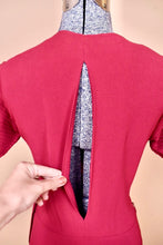 Load image into Gallery viewer, Merlot 40s Crepe Gown with Pleated Sleeves, S