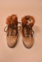 Load image into Gallery viewer, Brown Italian 80s Fur Trimmed Studded Booties By Roberto Vianni, 5