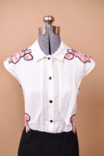 Load image into Gallery viewer, Black and Pink Gingham Rose Appliqué Mini Dress by Carven, M