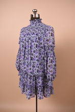 Load image into Gallery viewer, Purple Floral Long Sleeve Smocked Mini Dress By Cinq a Sept, S