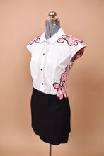 Load image into Gallery viewer, Black and Pink Gingham Rose Appliqué Mini Dress by Carven, M