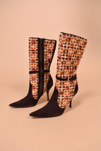 Load image into Gallery viewer, Brown and Orange Tweed &amp; Suede Y2K Heeled Boots By Steve Madden, W6.5
