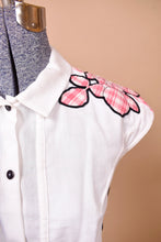 Load image into Gallery viewer, Black and Pink Gingham Rose Appliqué Mini Dress by Carven, M
