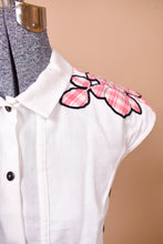 Load image into Gallery viewer, Black and Pink Gingham Rose Appliqué Mini Dress by Carven, M
