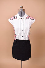 Load image into Gallery viewer, Black and Pink Gingham Rose Appliqué Mini Dress by Carven, M