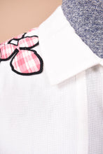 Load image into Gallery viewer, Black and Pink Gingham Rose Appliqué Mini Dress by Carven, M