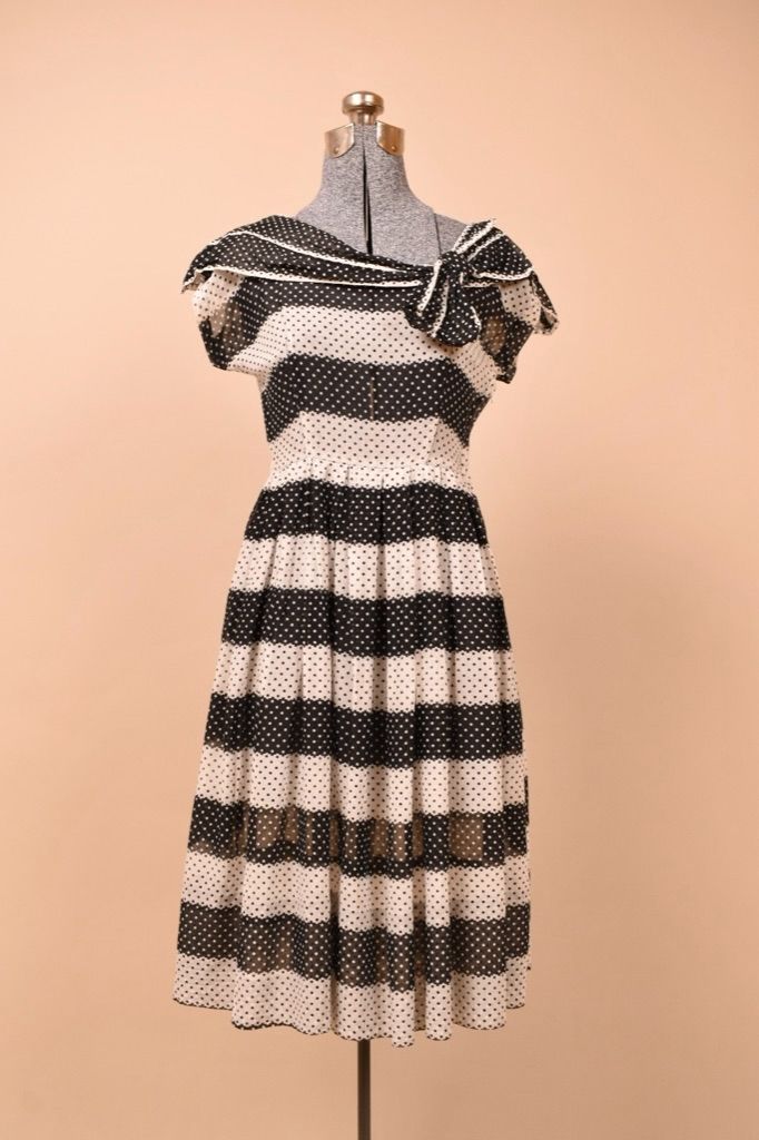 Black & White 50s Handmade Polka Dot Dress, XS THE VAULT COLLECTIVE & ELSWHEN ELSEWEAR Black & White 50s Handmade Polka Dot Dress, XS THE VAULT COLLECTIVE & ELSWHEN ELSEWEAR